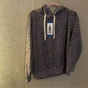 NWT Buffalo by David Bitton Iris Leopard Hoodie Pull-over Size Large